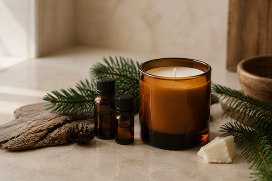 Essential oil candle with botanical oils and natural wax