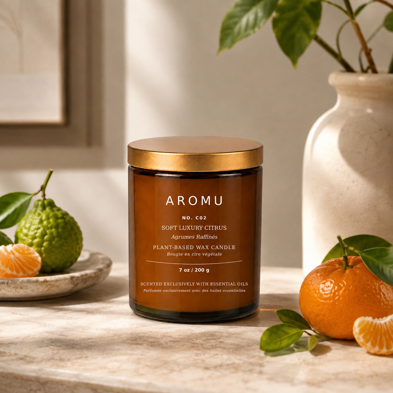 AROMU C02 Soft Luxury Citrus lifestyle scene