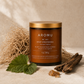 Deep Grounding essential oil candle with vetiver roots, patchouli leaf and resinous woods