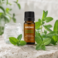 AROMU Peppermint Essential Oil with fresh peppermint leaves